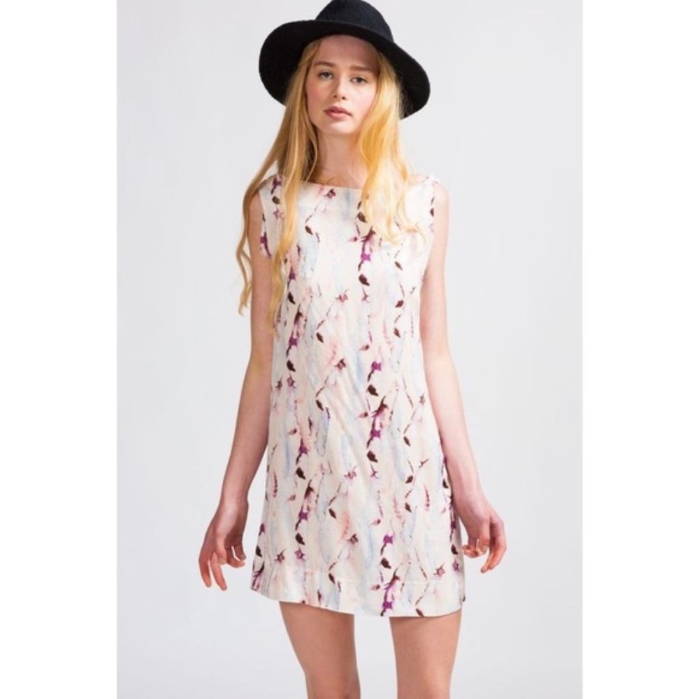One Teaspoon Hawke Evie Mini Dress, Feather Print, Size XS (Fits S/M)